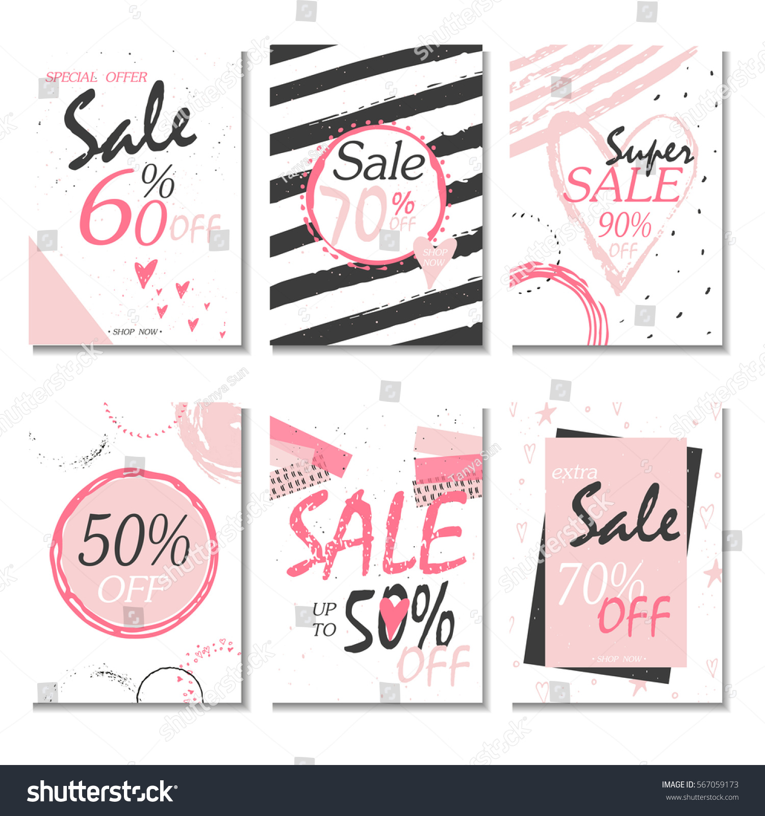 Set 6 Discount Cards Design Can Stock Vector (royalty Free) 567059173