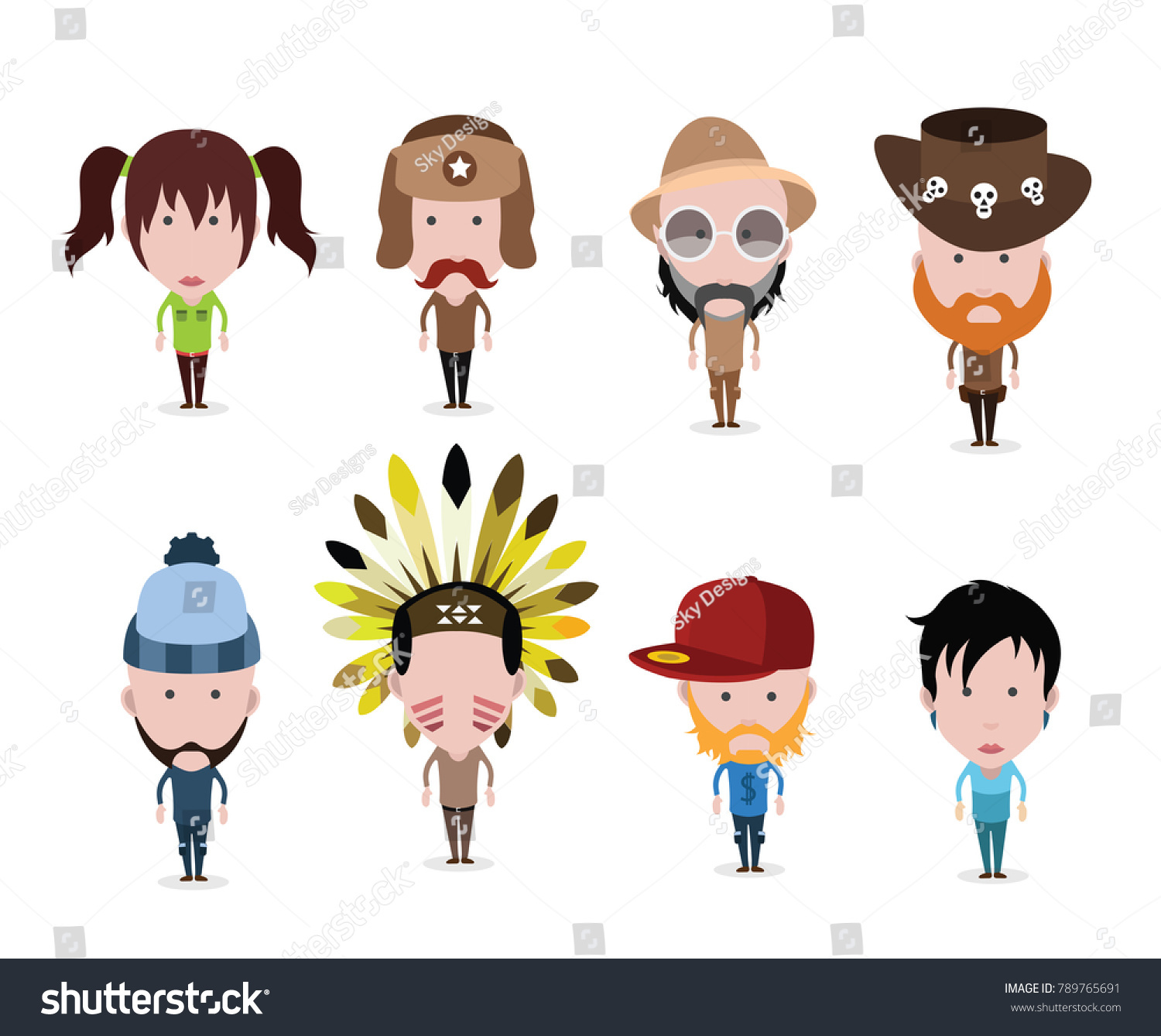 Set Diverse Vector Avatars Different Hairstyles Stock Vector Royalty Free 789765691 0914