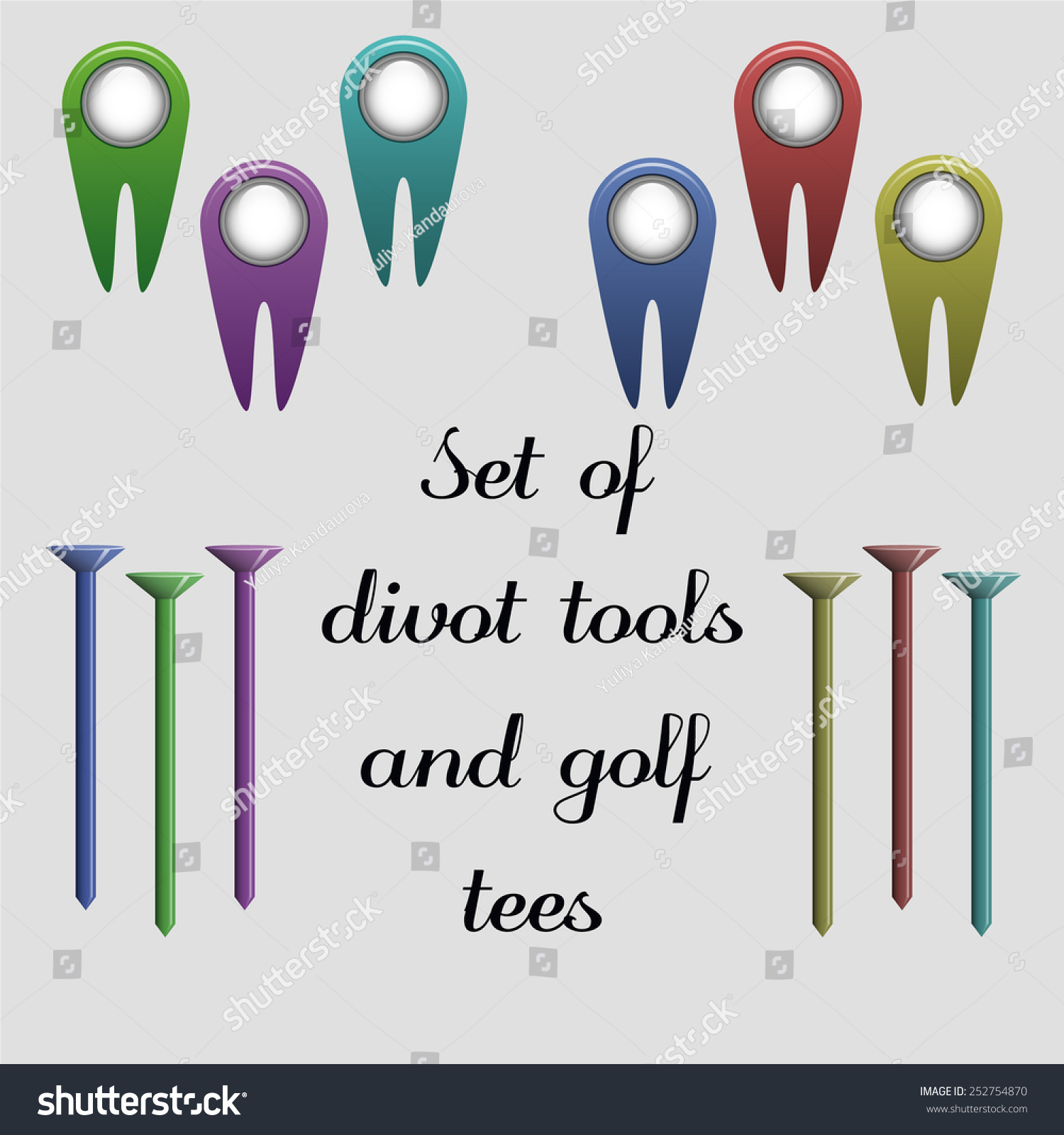 SVG of Set of divot tools and golf tees  svg