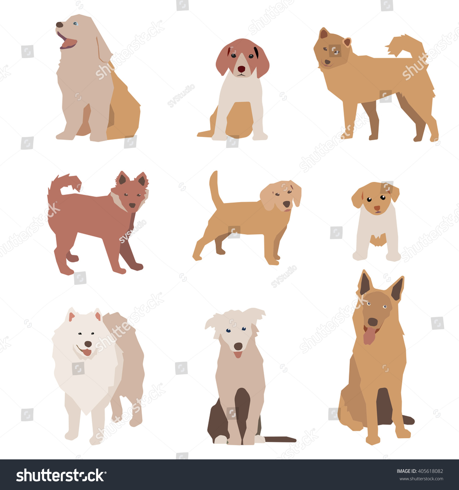 Set Dog Character Illustration Dogs Isolated Stock Vector (Royalty Free ...