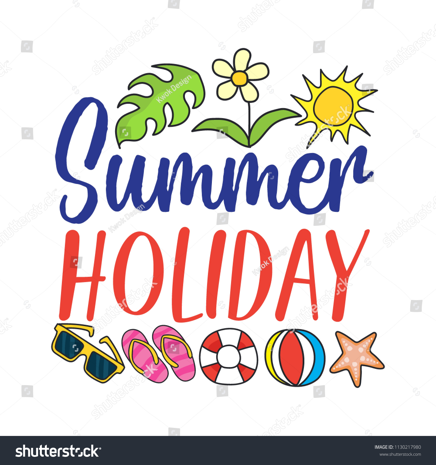 Set Doodle Fun Summer Holidays Cards Stock Vector (Royalty Free) 1130217980