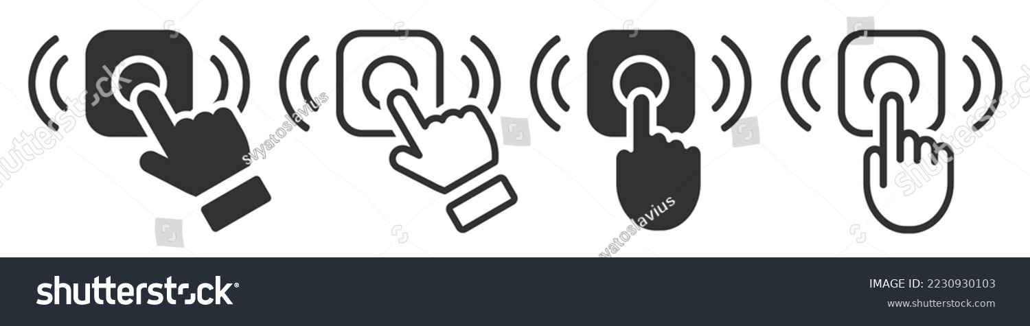 SVG of Set of doorbell icons. Pressing the doorbell hand. Ring the doorbell, delivery symbol, finger pressing doorbell. Vector illustration. svg