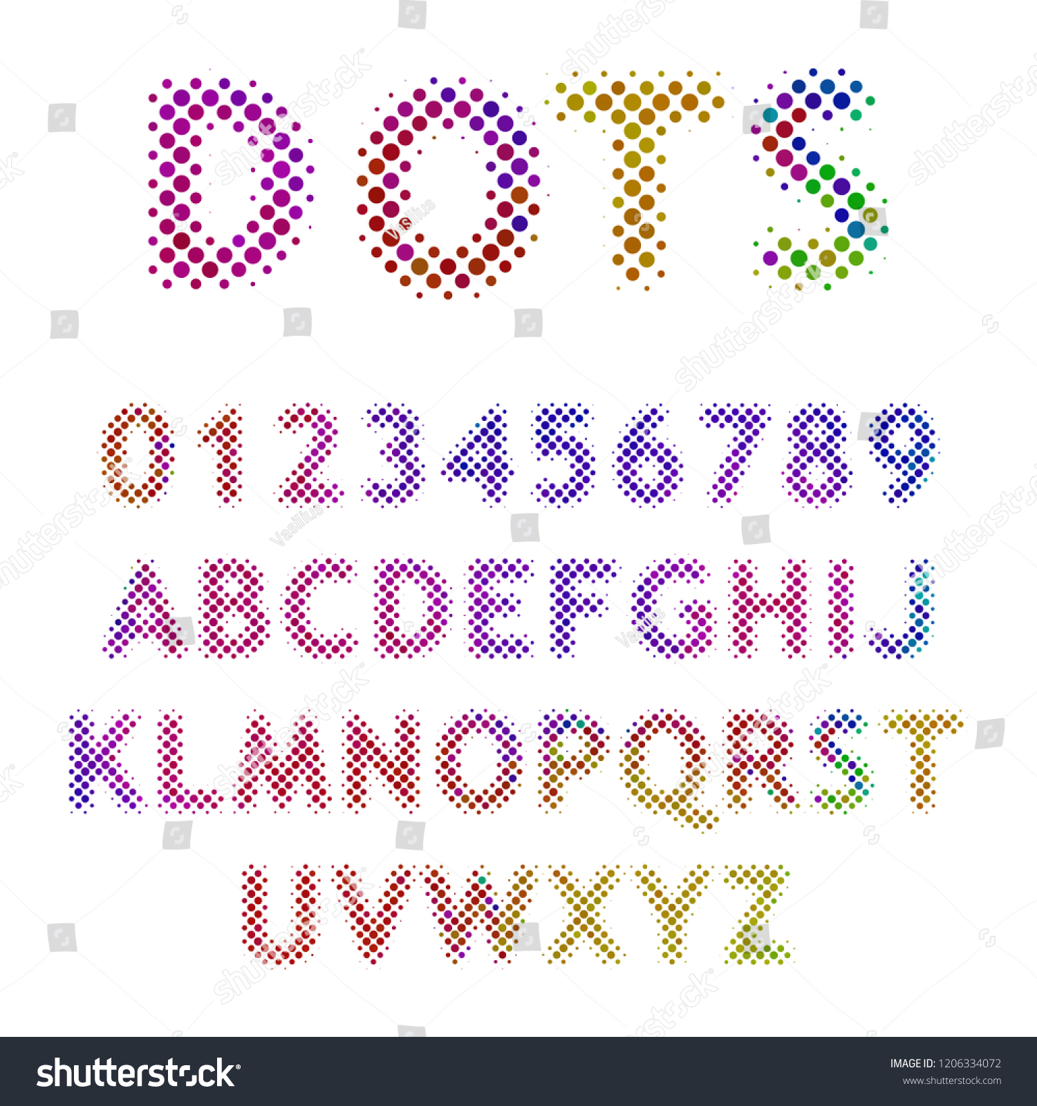 SVG of Set of dotted letters and numbers svg
