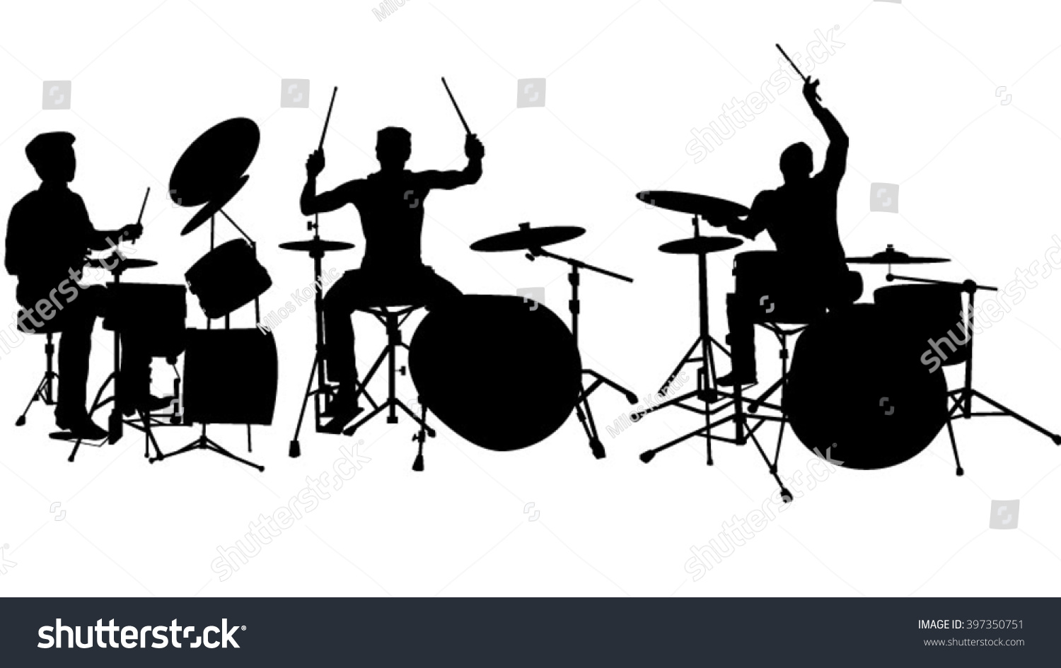 Set Drummer Silhouette Stock Vector (royalty Free) 397350751