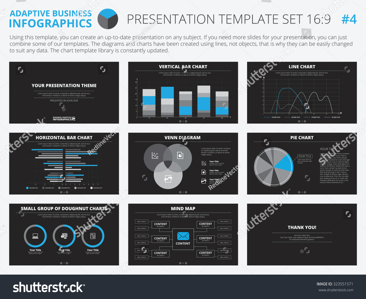 Set Of Editable Infographic Presentation Templates With Graphs And ...