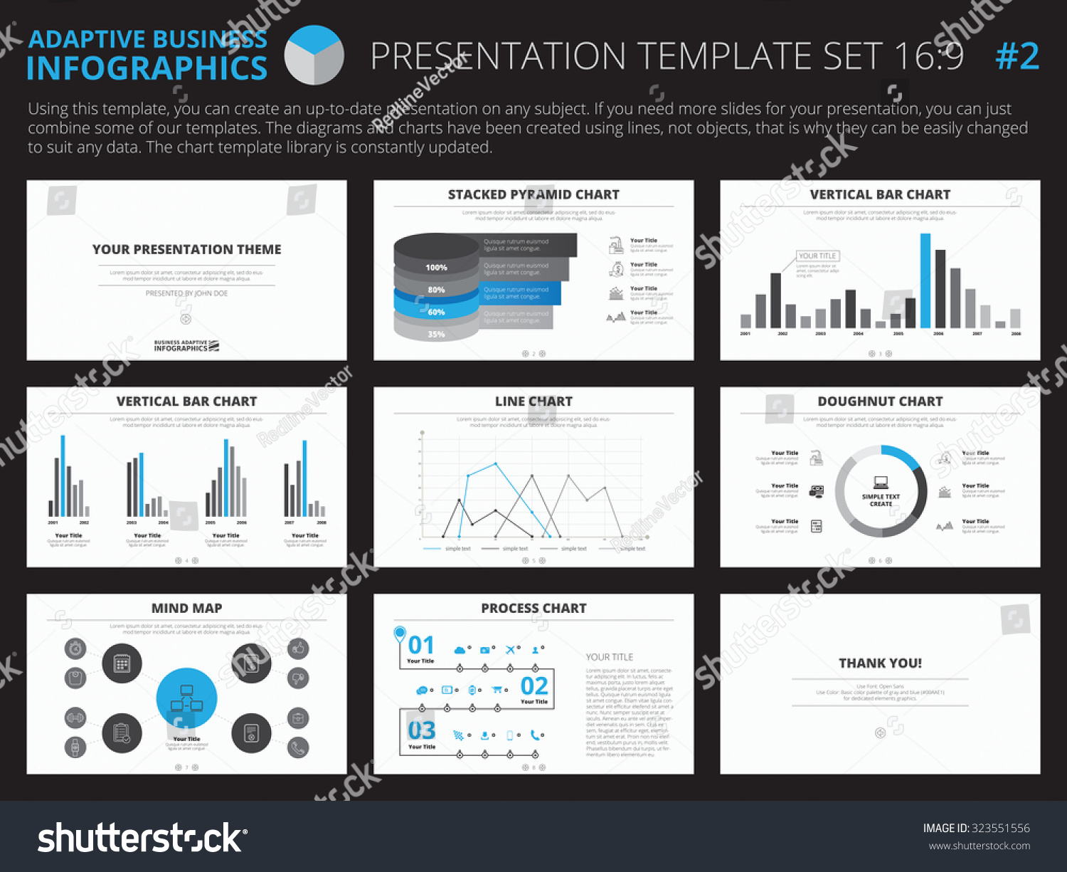 Set Of Editable Infographic Presentation Templates With Graphs And ...