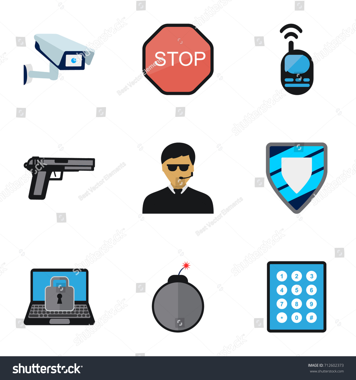 Set 9 Editable Safety Flat Icons Stock Vector Royalty Free 712602373