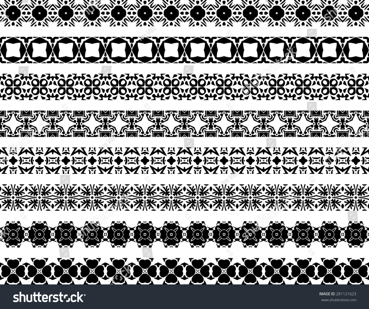 Set Eight Illustrated Decorative Borders Made Stock Vector (Royalty ...