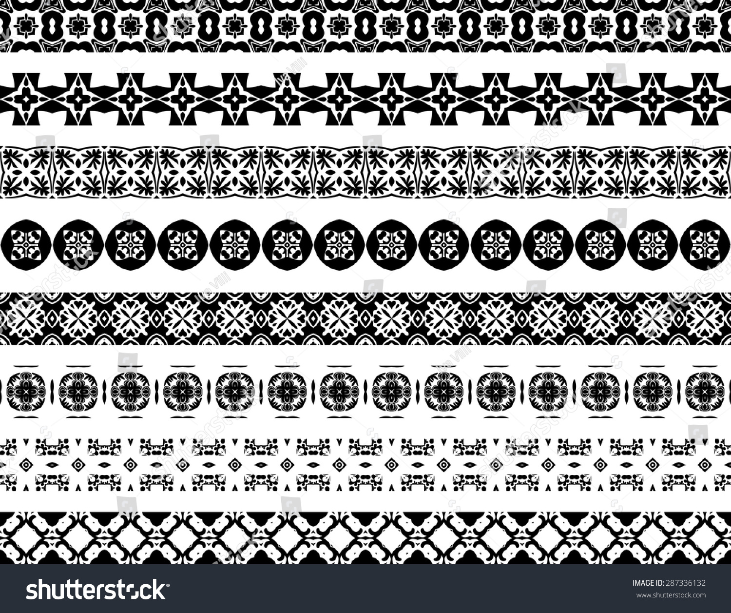 Set Eight Illustrated Decorative Borders Made Stock Vector (Royalty ...