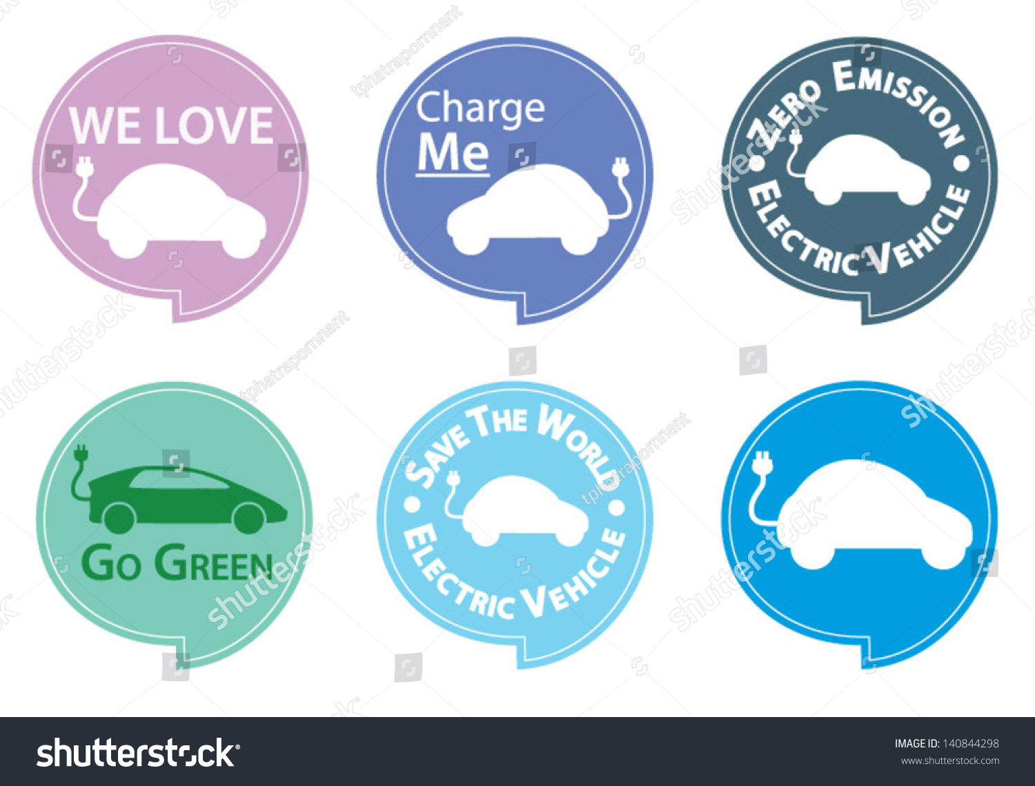 Set Electric Vehicle Labels Stock Vector (Royalty Free) 140844298
