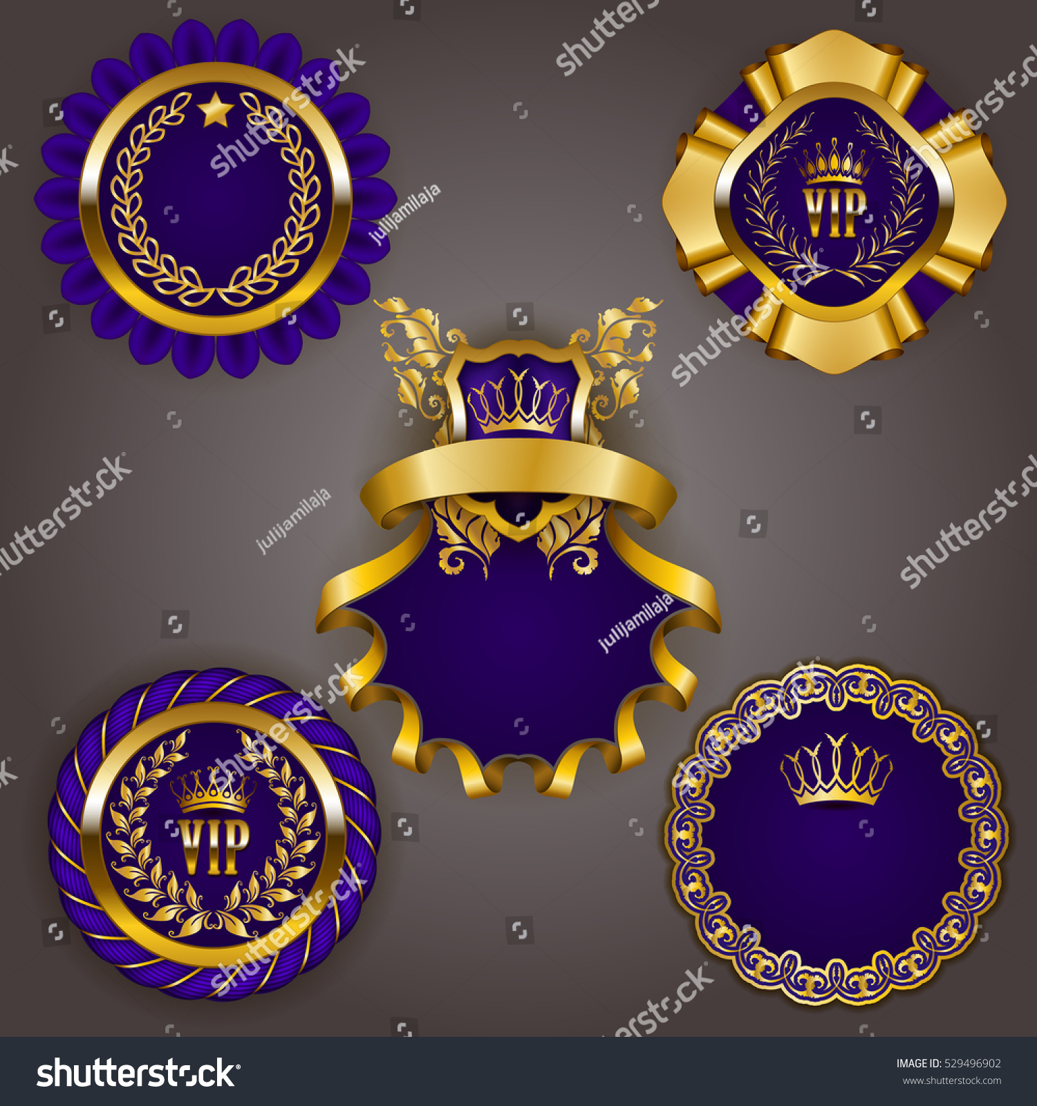 set elegant templates gold vip frames stock vector royalty free
