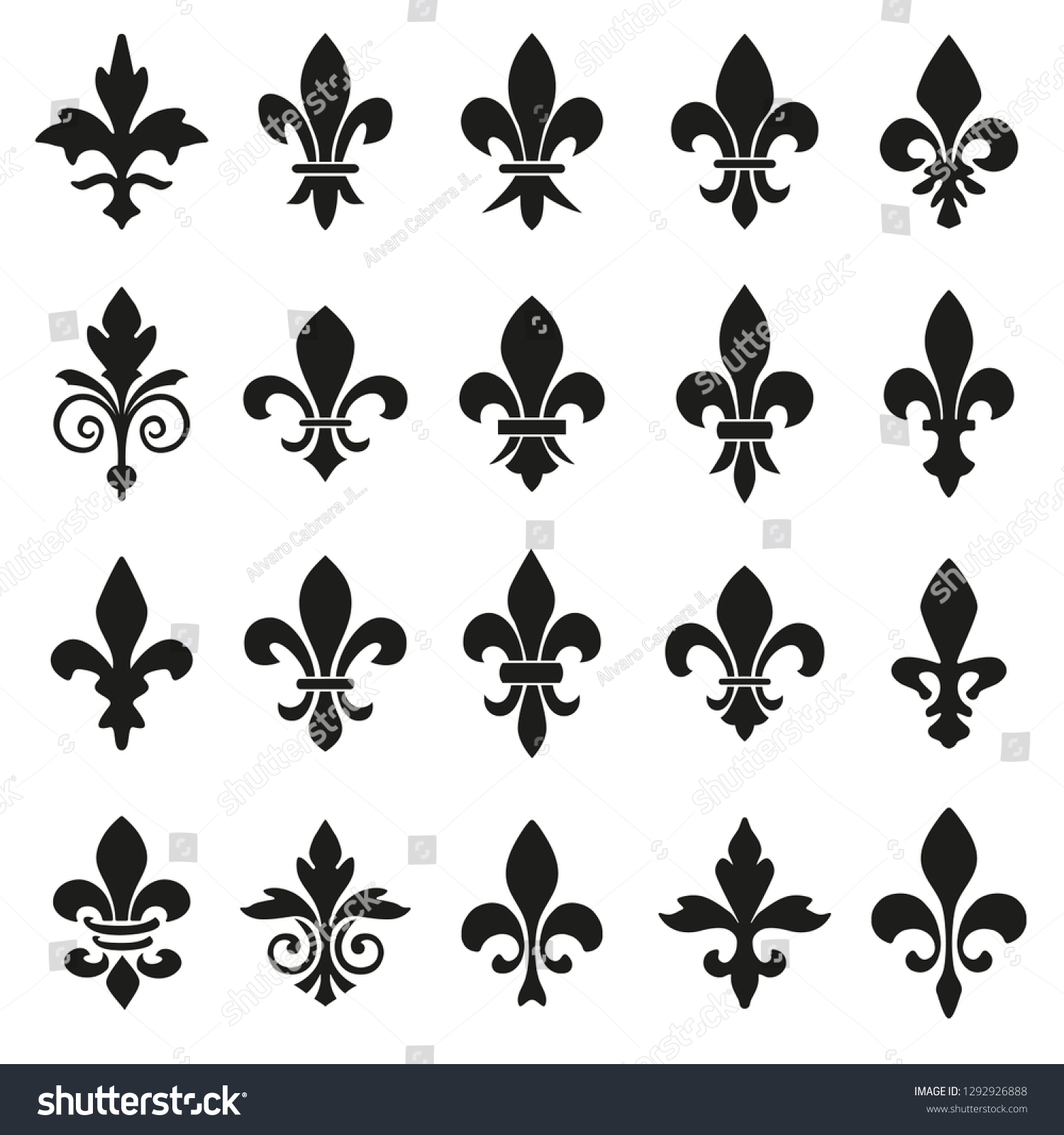 Set Emblems Fleur De Lys Symbols Stock Vector Royalty Free
