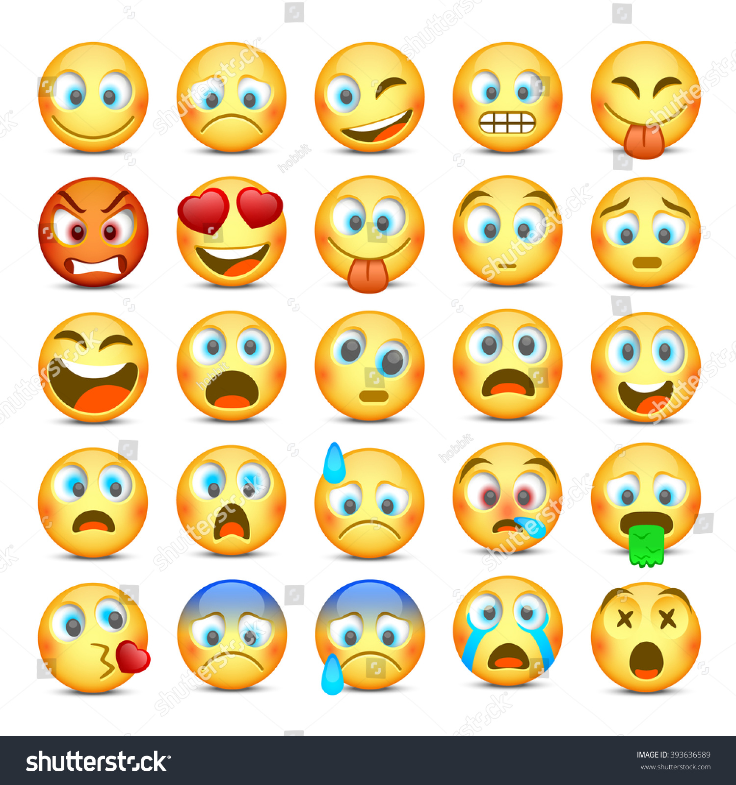 Set Emoji Collection Template Design Element Stock Vector 393636589 ...