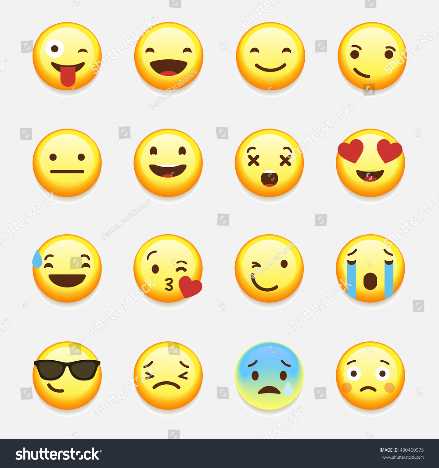 Set Of Emoji. Smile Icons. Stock Vector Illustration 480460975 ...