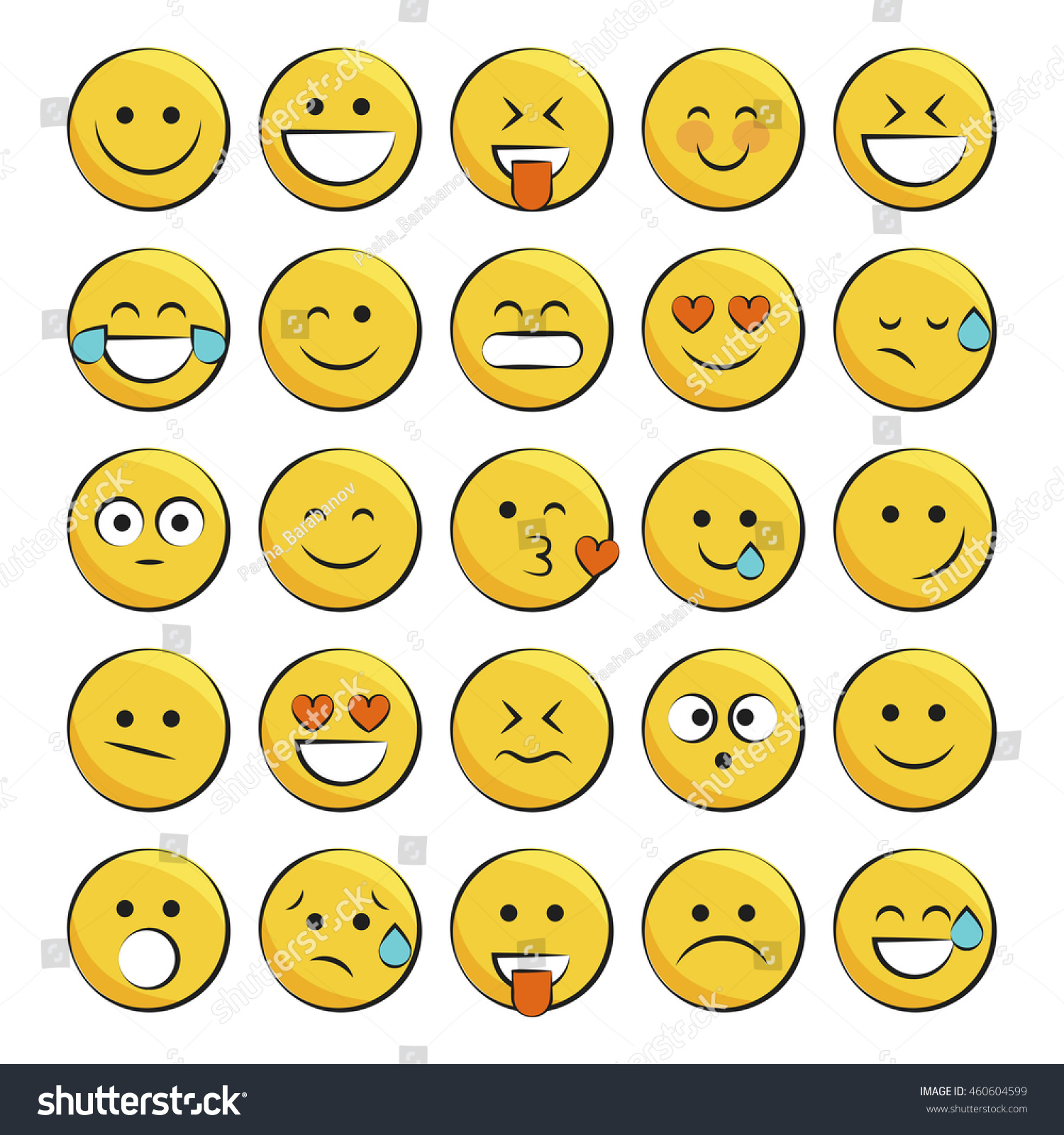 Set Of Emoji. Smile Icons. Isolated Vector Illustration On White ...