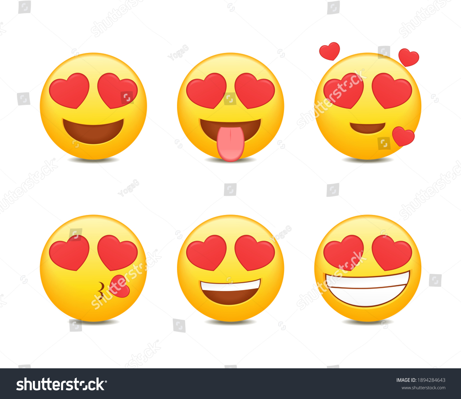 Set Emoji Love Eye Emoticon Red Stock Vector (Royalty Free) 1894284643