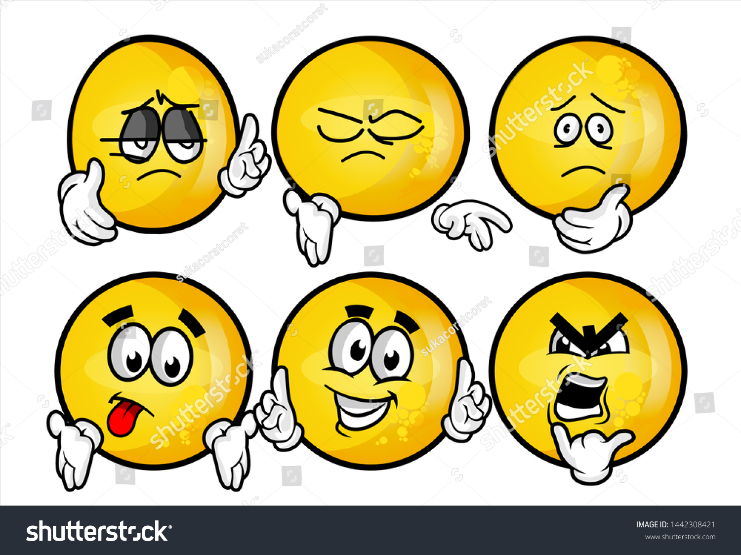 Set Emojis Various Face Expression Vector Stock Vector (Royalty Free ...