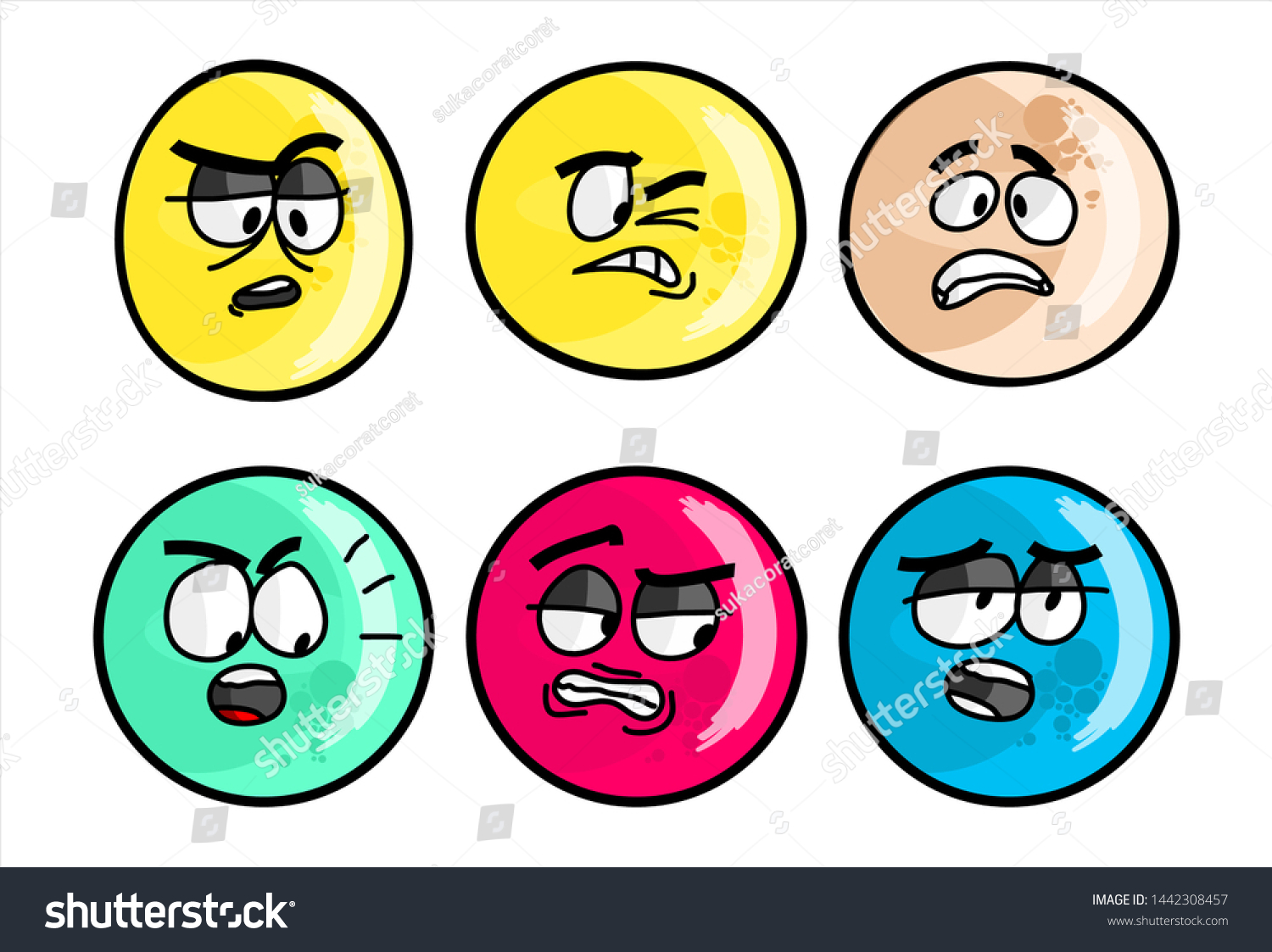 Set Emojis Various Face Expression Vector Stock Vector (Royalty Free ...