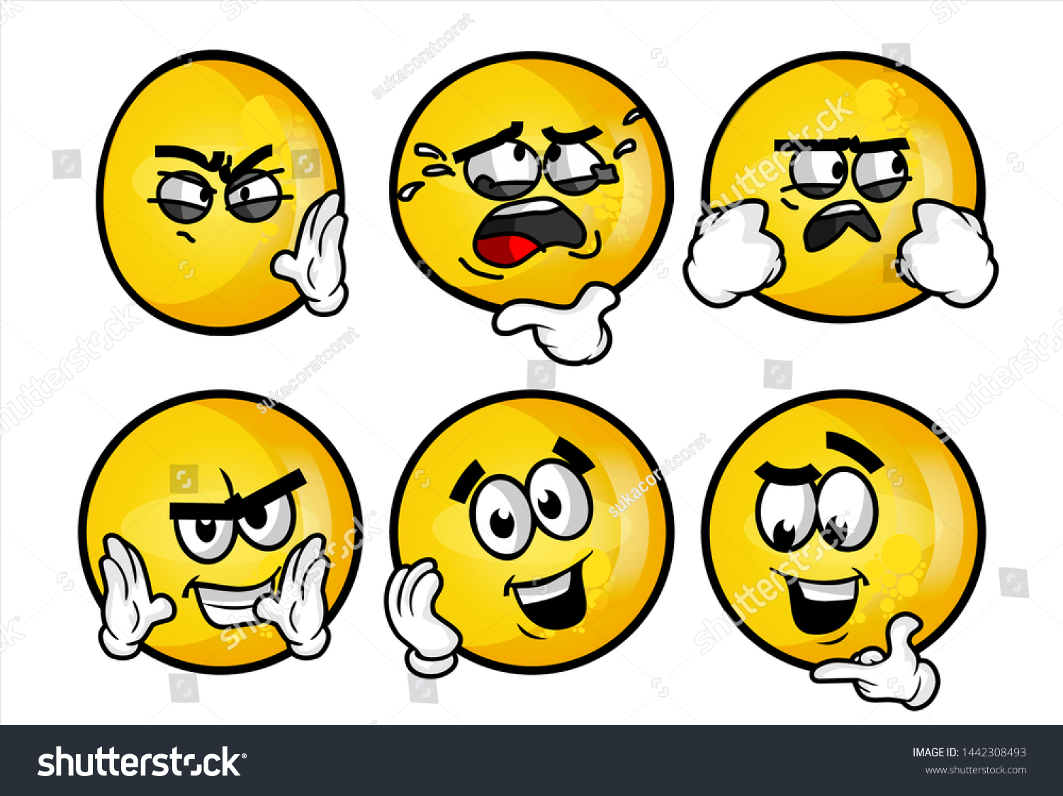 Set Emojis Various Face Expression Vector Stock Vector (Royalty Free ...