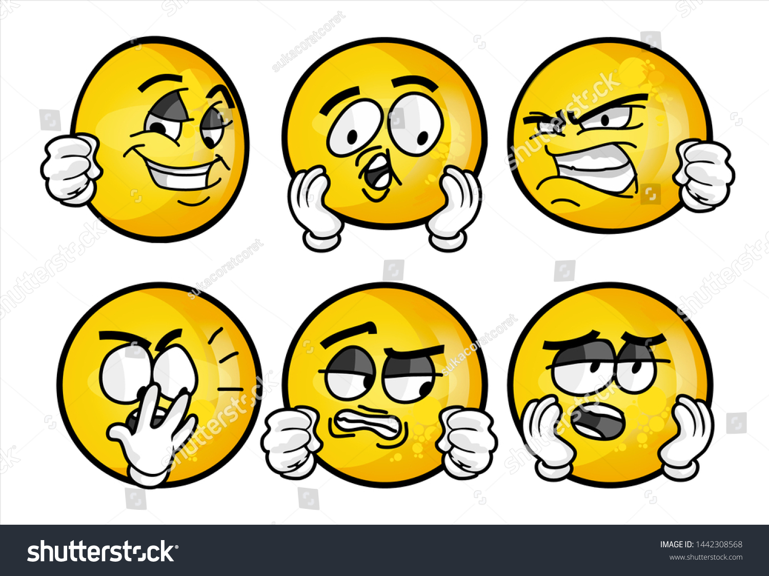 Set Emojis Various Face Expression Vector Stock Vector (Royalty Free ...