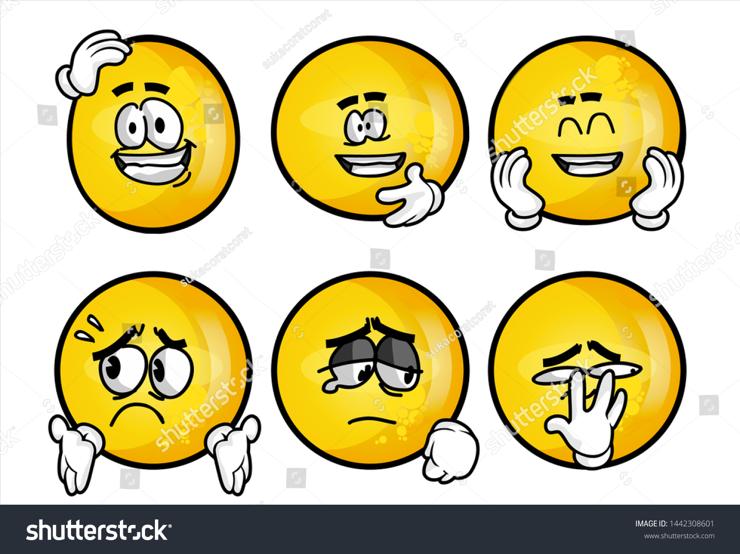 Set Emojis Various Face Expression Vector Stock Vector (Royalty Free ...