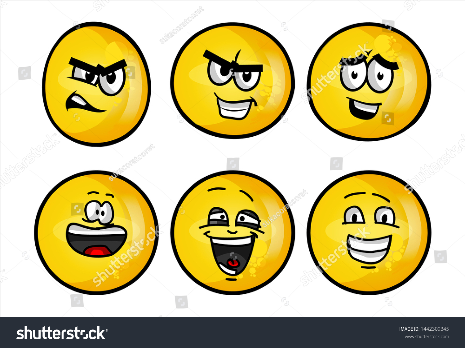 Set Emojis Various Face Expression Vector Stock Vector (Royalty Free ...