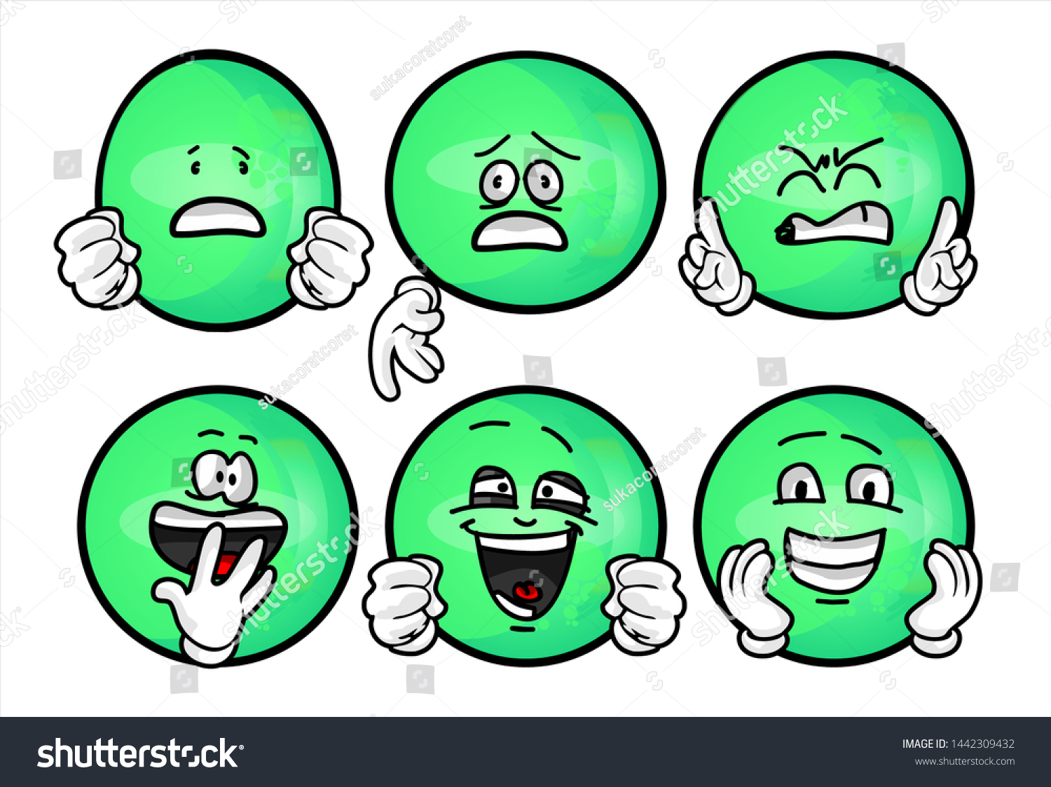 Set Emojis Various Face Expression Vector Stock Vector Royalty Free Shutterstock