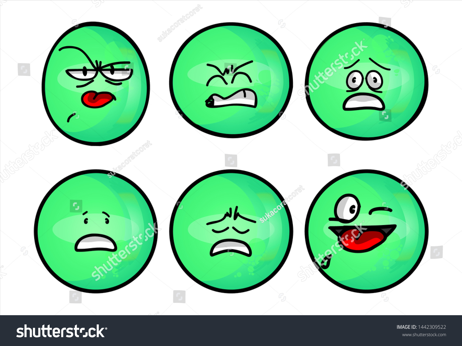 Set Emojis Various Face Expression Vector Stock Vector (Royalty Free ...