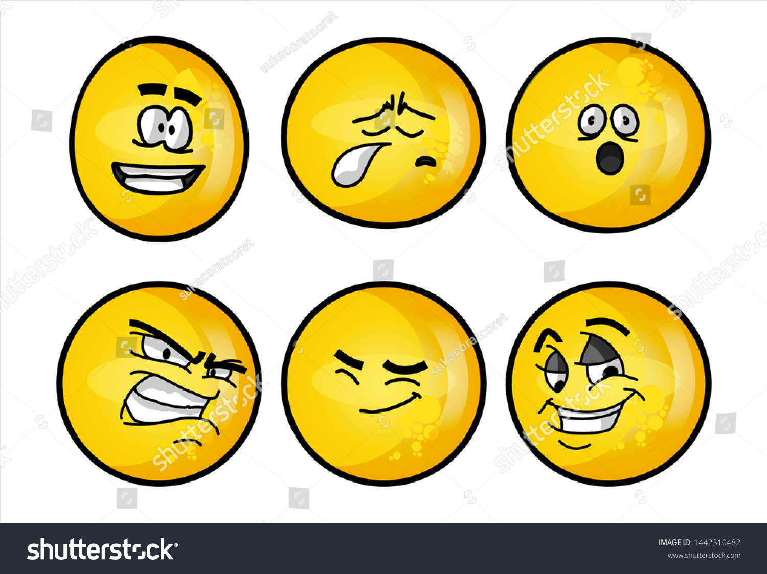 Set Emojis Various Face Expression Vector Stock Vector (Royalty Free ...