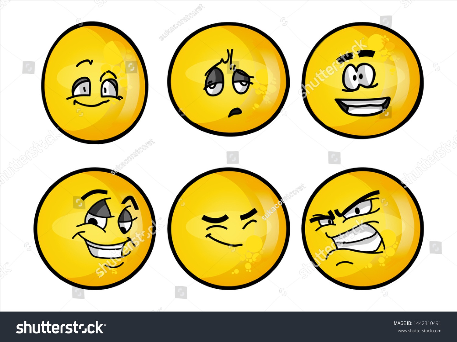 Set Emojis Various Face Expression Vector Stock Vector (Royalty Free ...