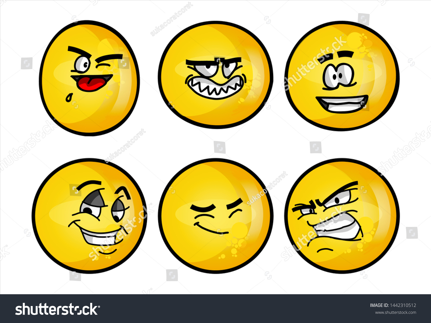 Set Emojis Various Face Expression Vector Stock Vector (Royalty Free ...