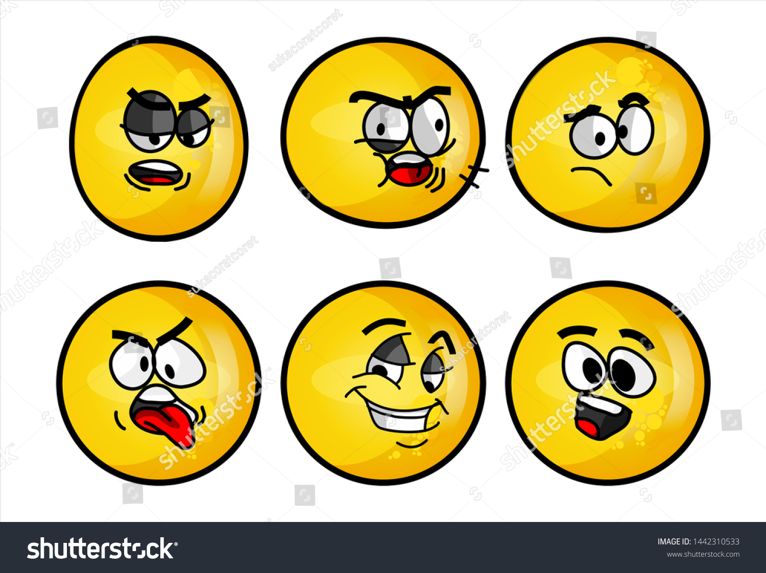 Set Emojis Various Face Expression Vector Stock Vector (Royalty Free ...