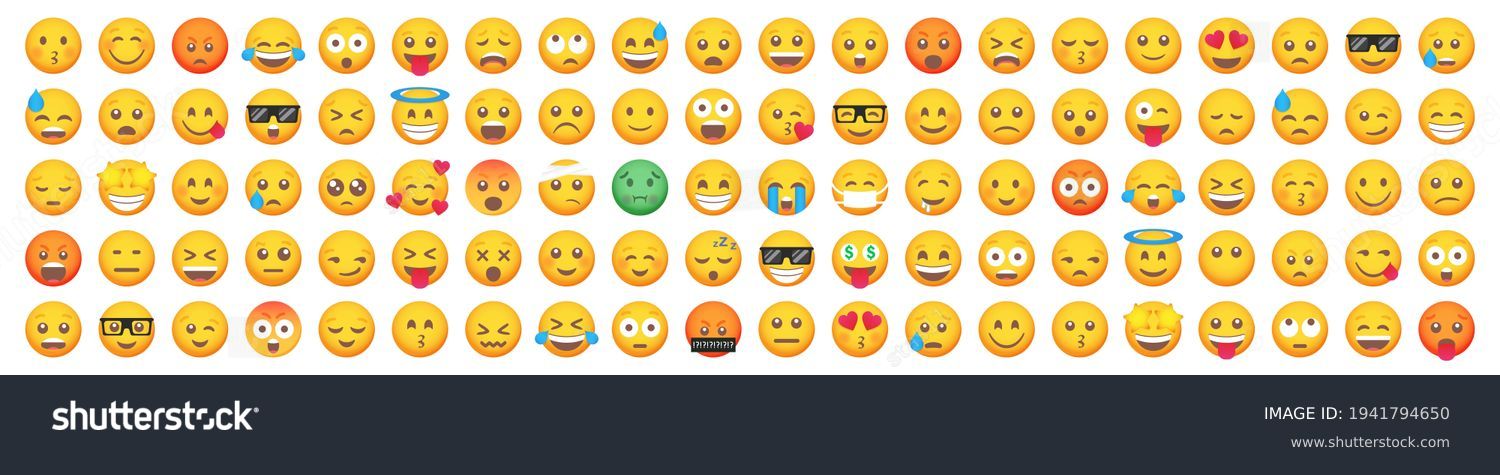 SVG of Set of 100 emoticon smile icons. Cartoon emoji set. Vector emoticon set svg