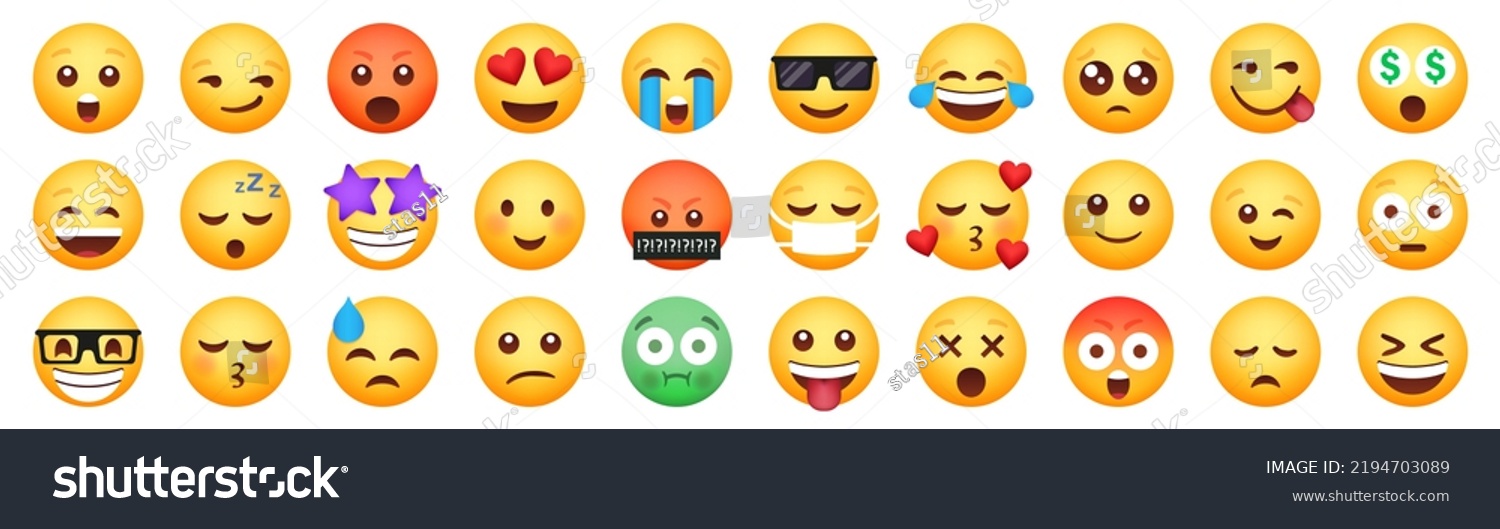 SVG of Set of emoticon smile icons. Cartoon emoji set. Vector emoticon set svg