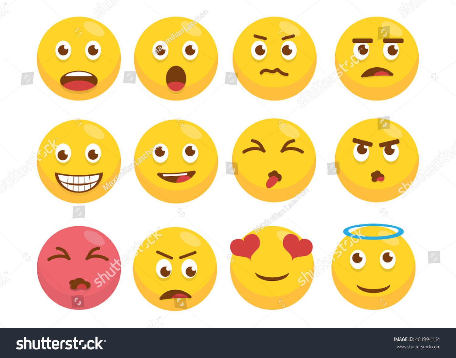 Set Emoticonsemoji Isolated On White Background Stock Vector Royalty