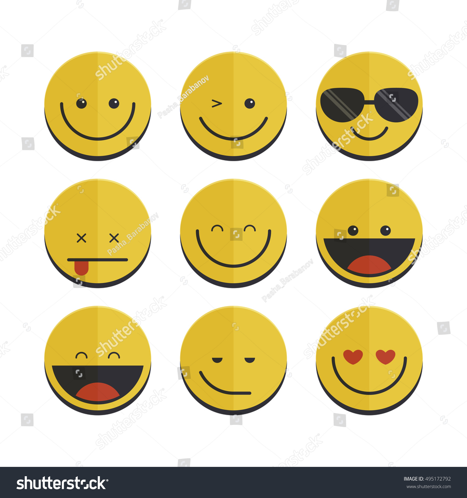 Set Of Emoticons, Emoji Isolated On White Background, Vector ...