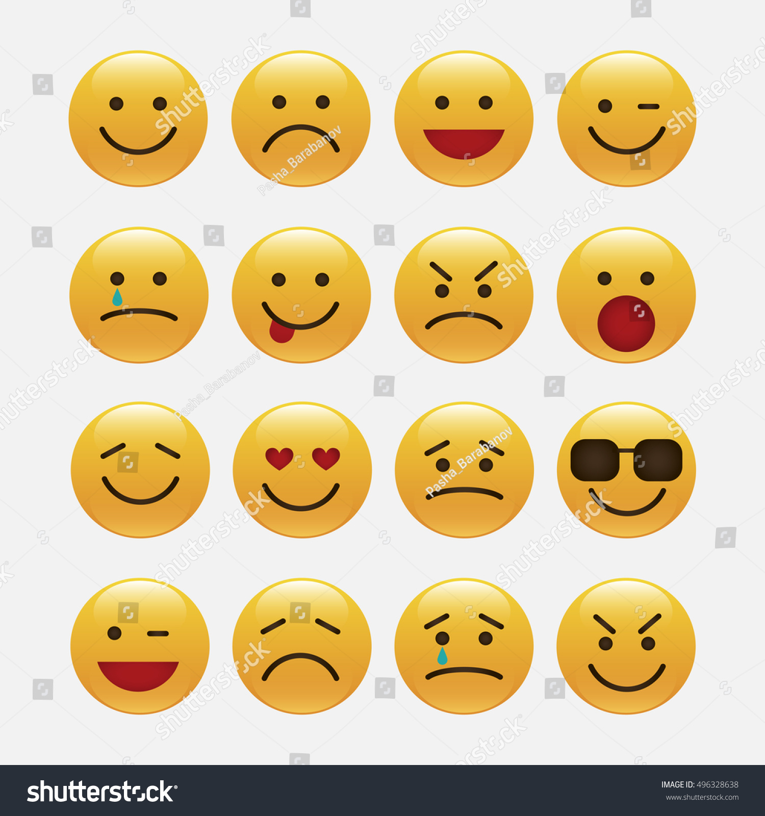 Set Of Emoticons, Emoji Isolated On White Background, Vector ...