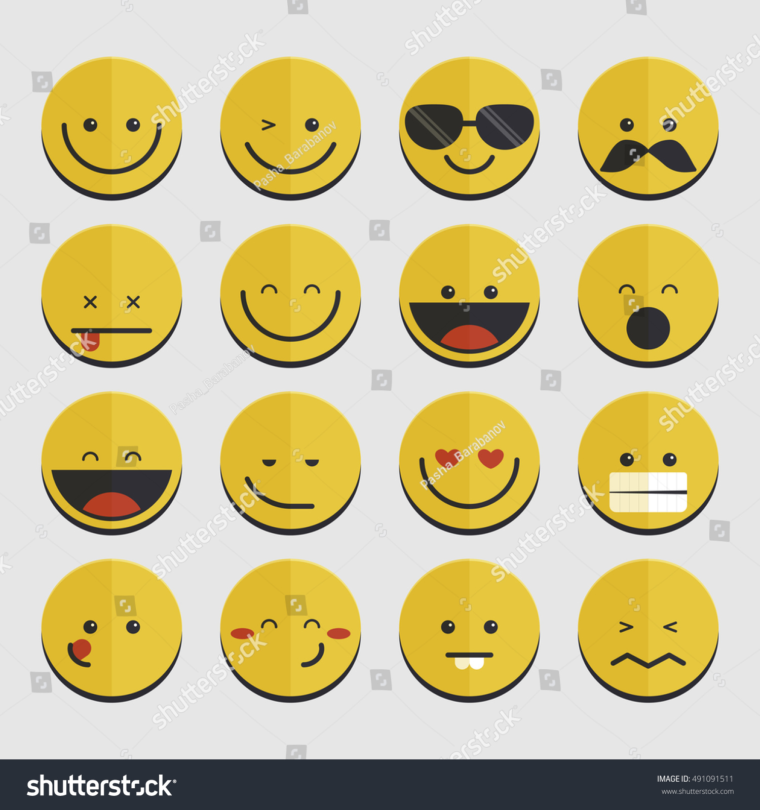 Set Of Emoticons, Emoji Isolated, Vector Illustration. - 491091511 ...