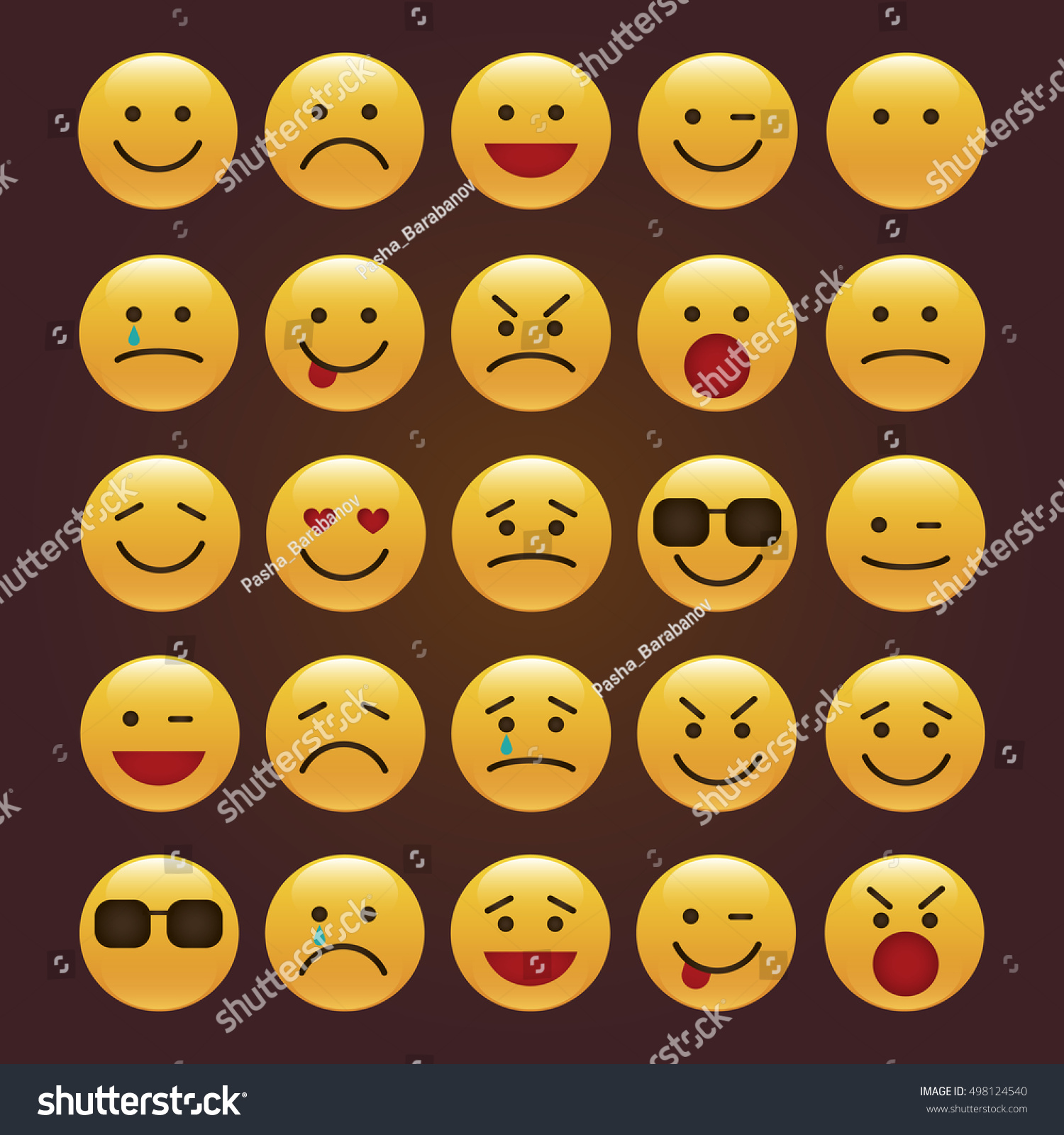 Set Of Emoticons, Emoji Isolated, Vector Illustration. - 498124540 ...