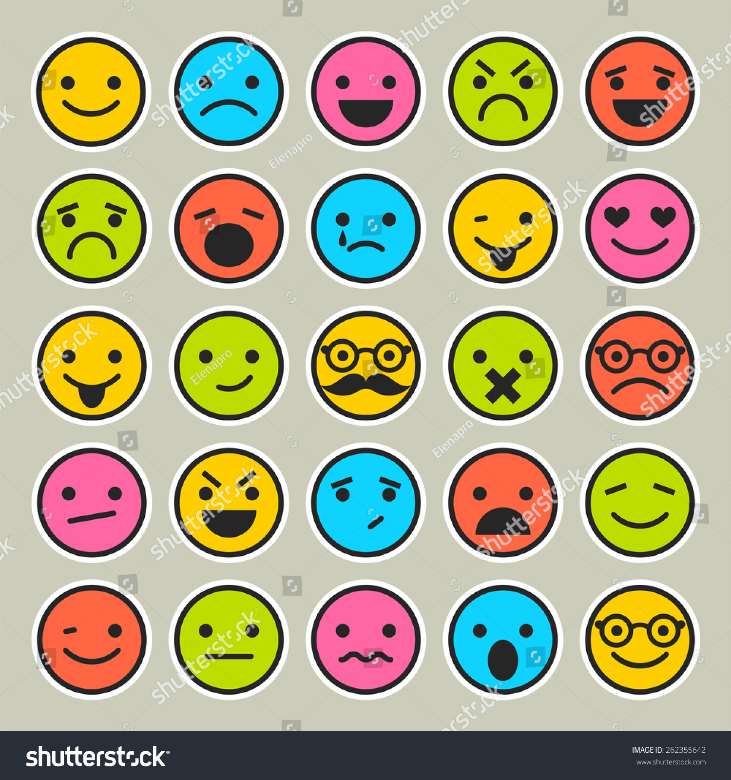 Set Of Emoticons, Faces Icons Stock Vector 262355642 : Shutterstock