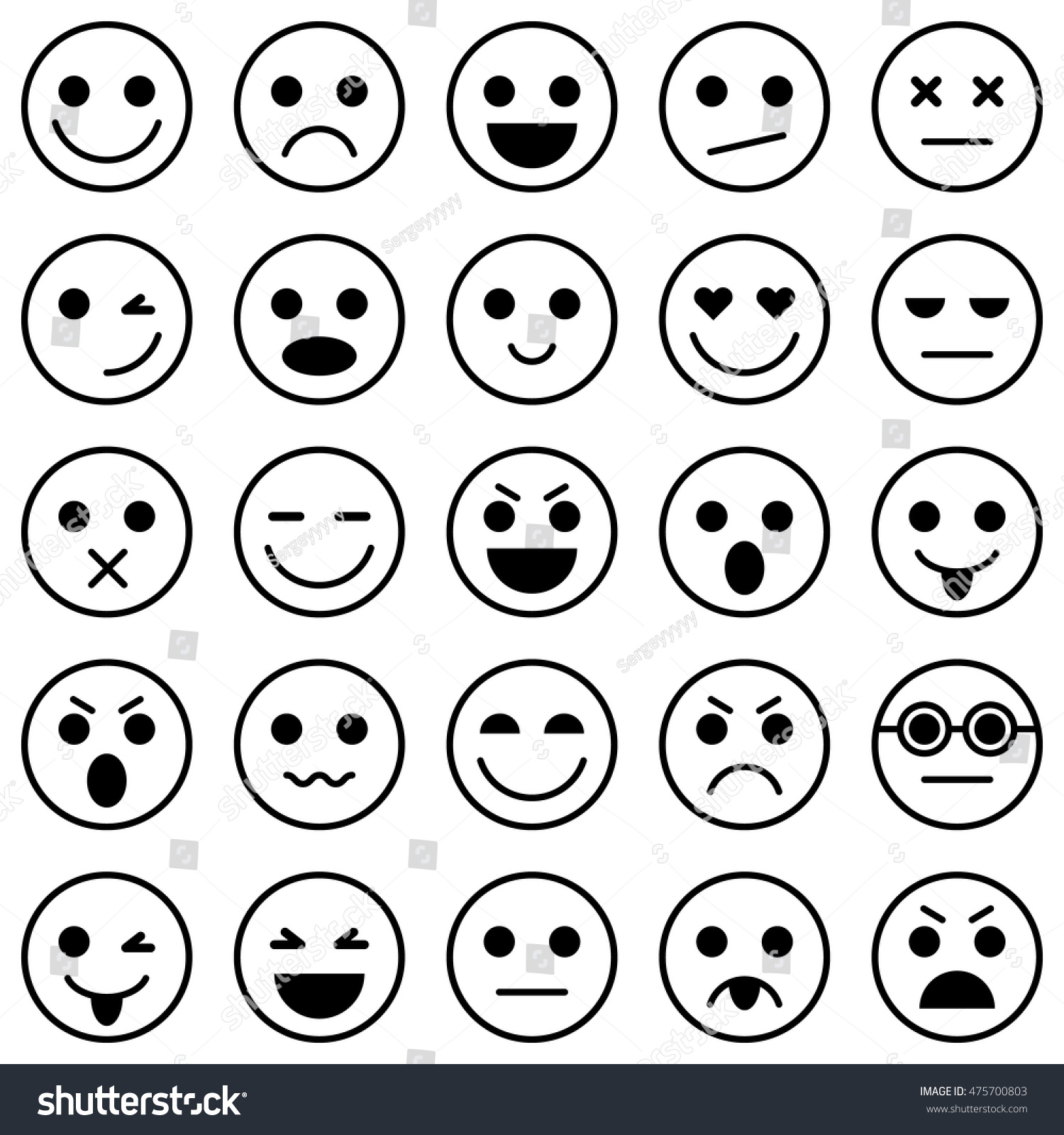 Kumpulan Contoh Set Of 25 Smiley Faces Men Characters Stock Vector