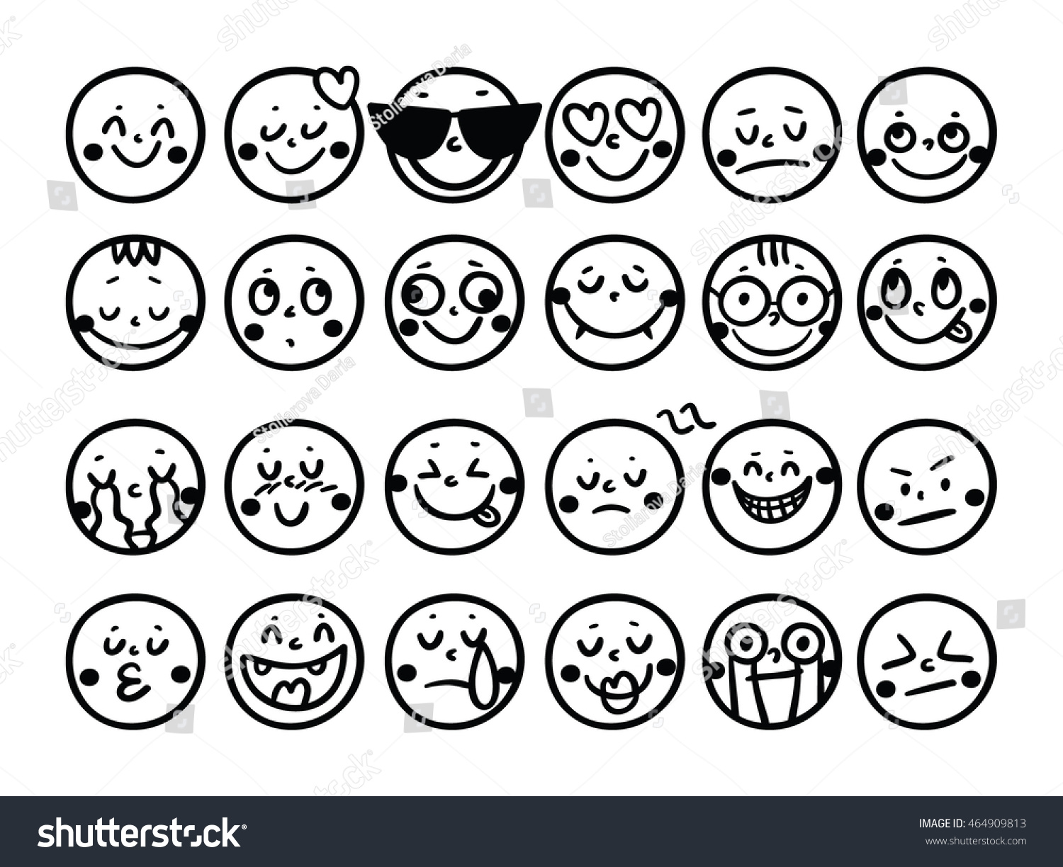 Set Of Emoticons. Set Of Emoji. Smile Icons. Isolated Vector ...