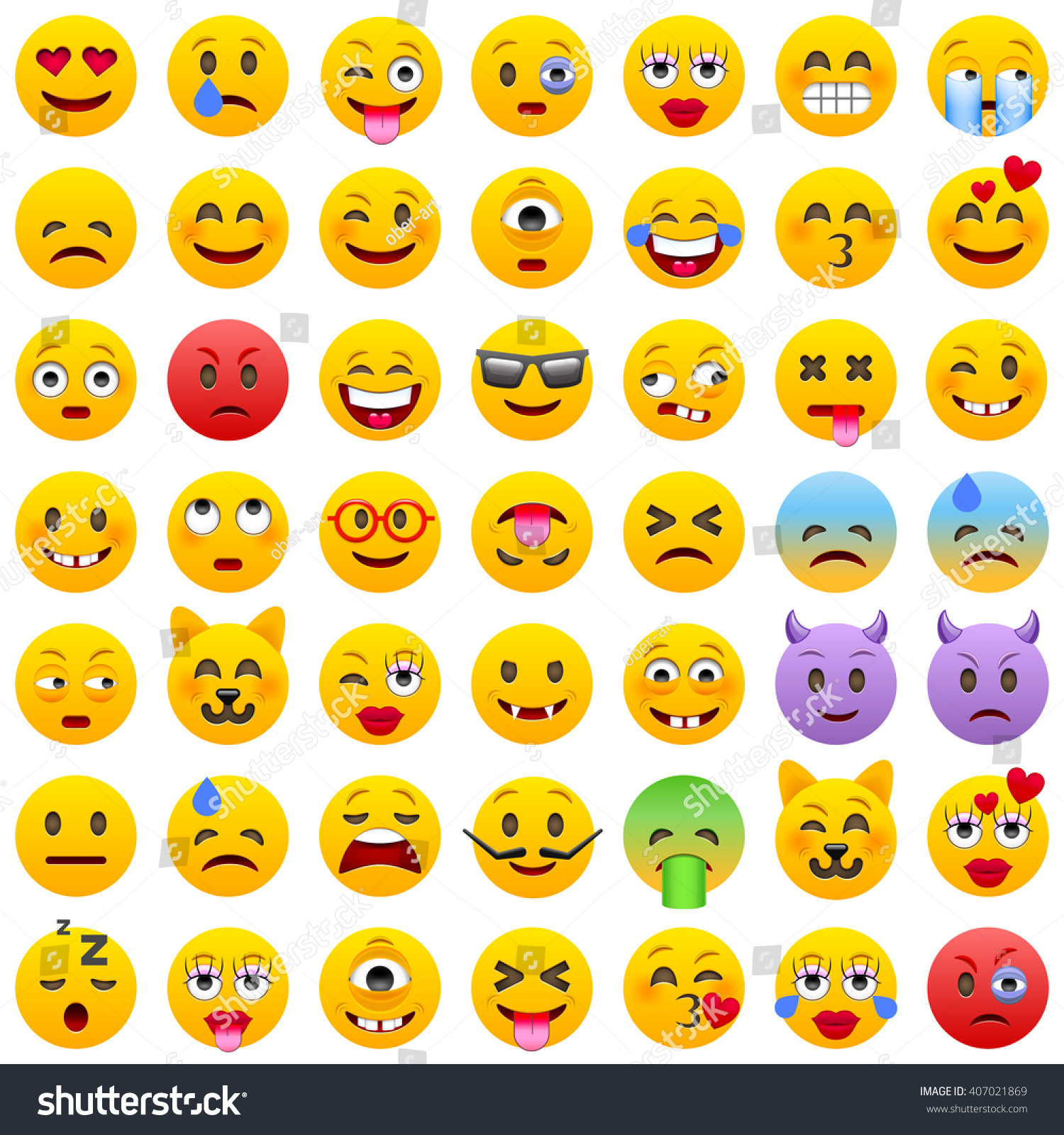 Set Emoticons Set Emoji Smile Icons Stock Vector (Royalty Free ...