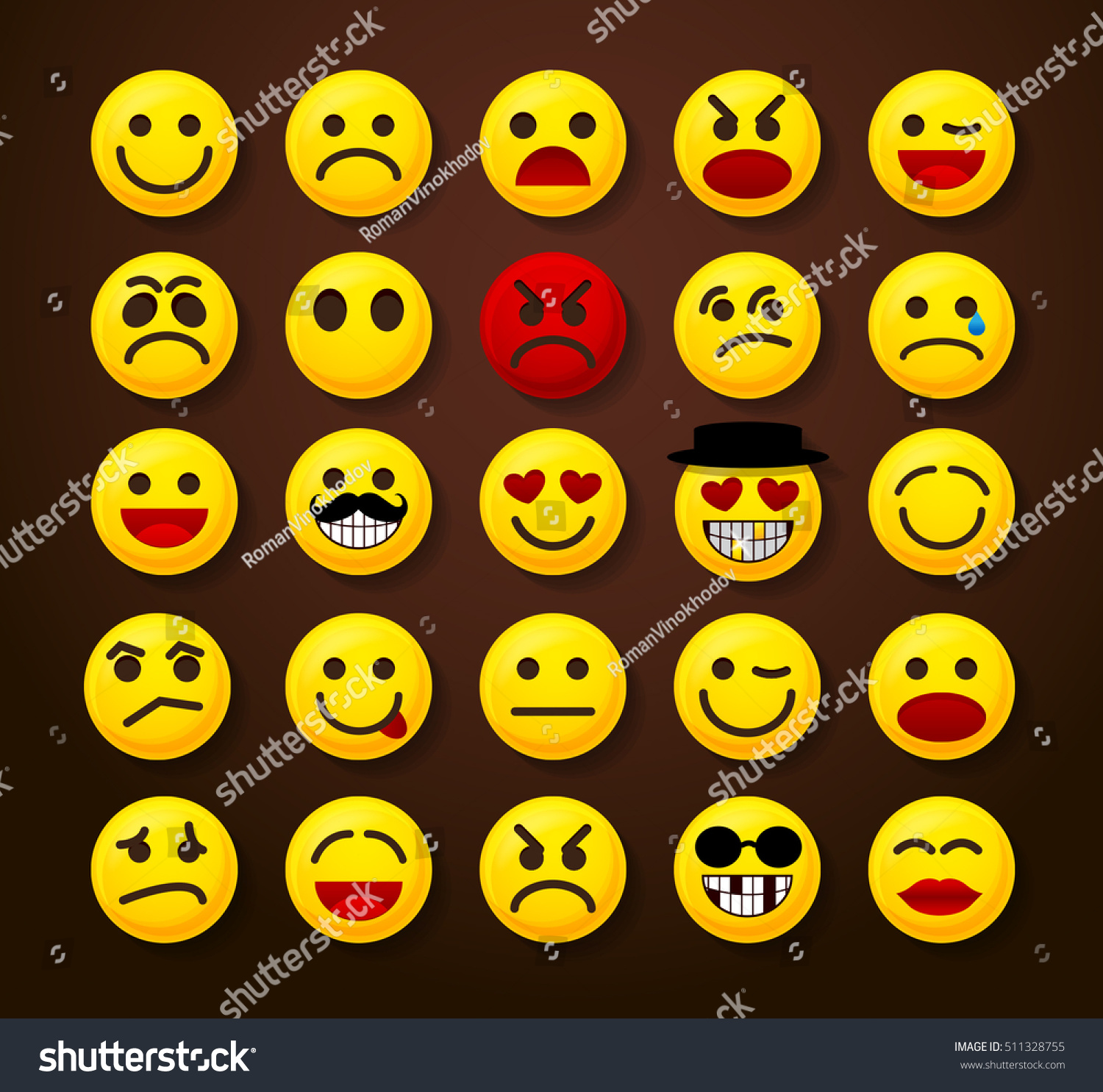 Set Emoticons Smileys Icon Pack Stock Vector Royalty Free