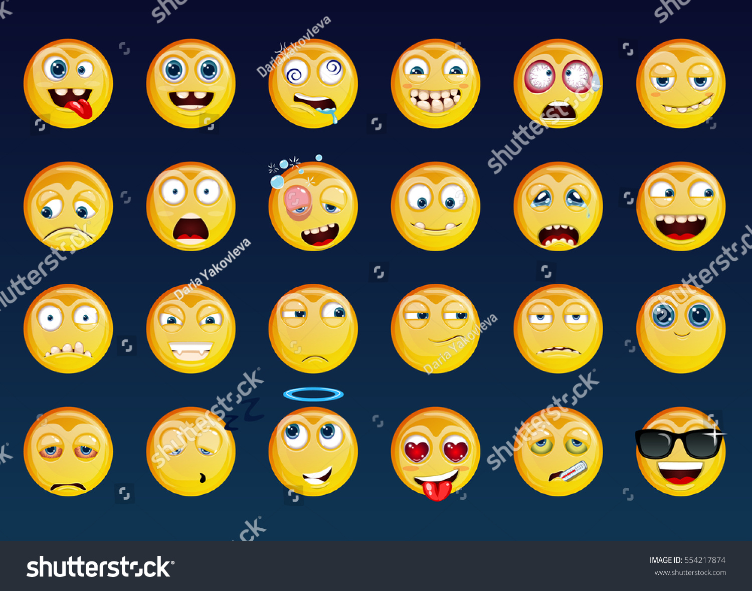 Vektor Stok Set Emoticons Vector Smile Face Icons Tanpa Royalti 554217874 Shutterstock 6861