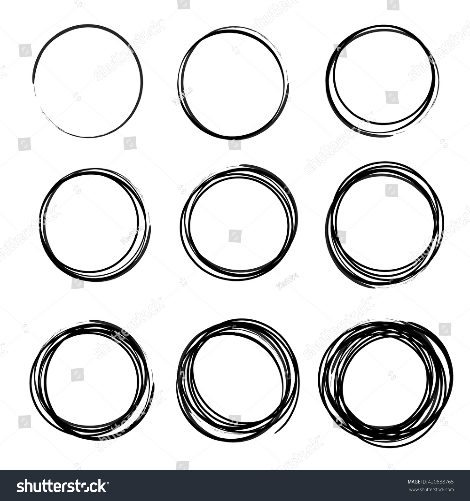 Set Empty Hand Drawn Circles Vector Stock Vector 420688765 - Shutterstock