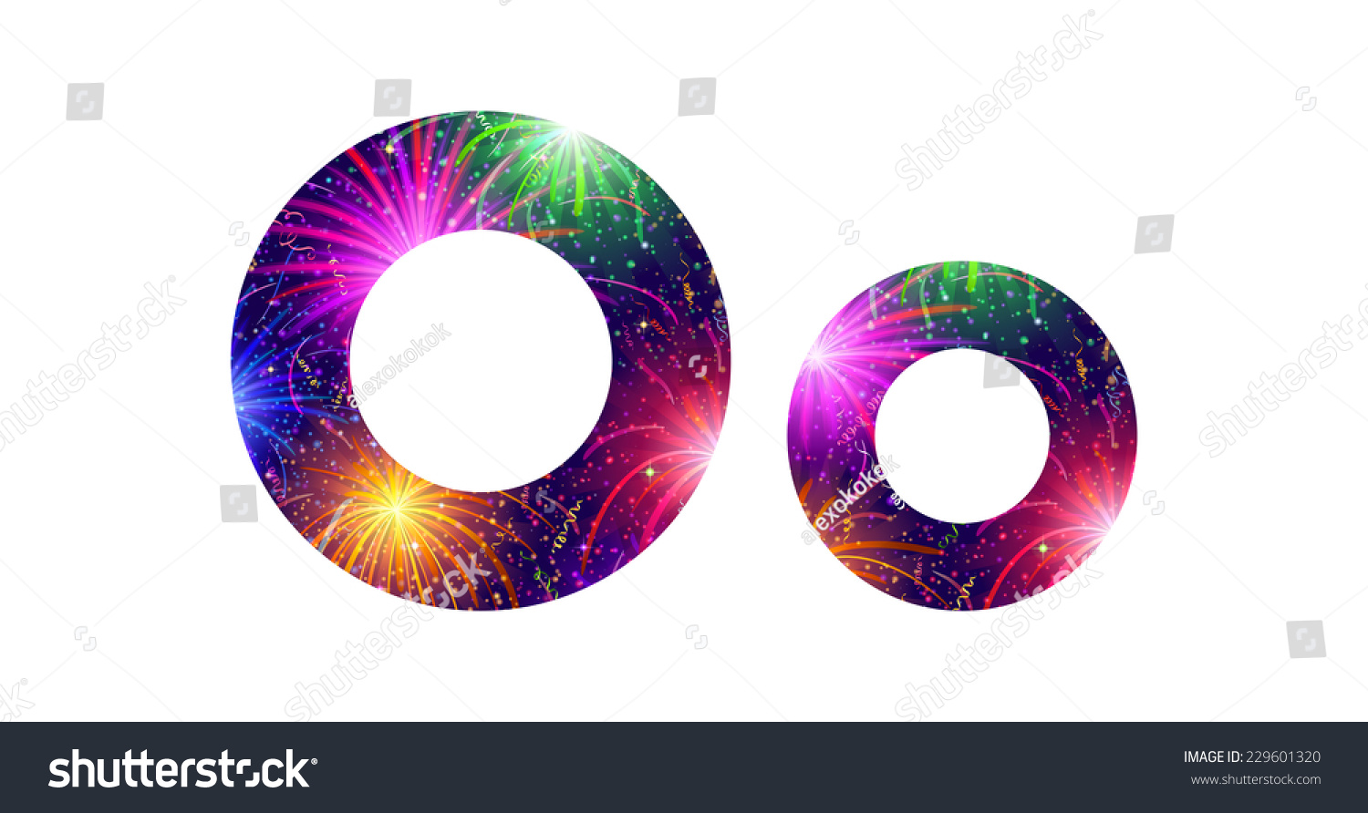 Set Of English Letters Signs Uppercase And Lowercase O Stylized Colorful Holiday Firework With Stars