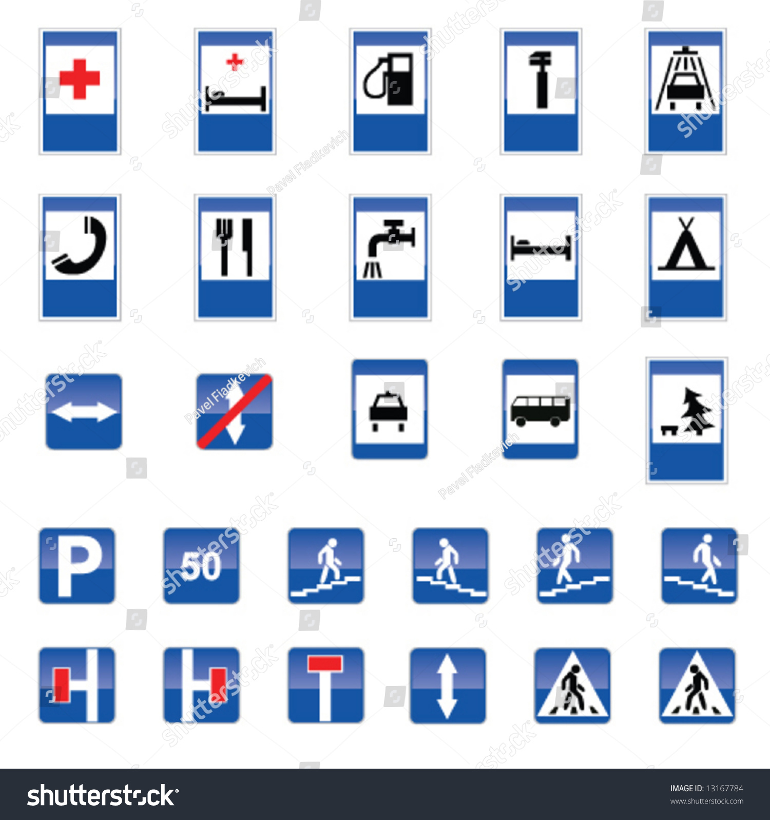 Set European Information Road Signs Stock Vector (Royalty Free ...