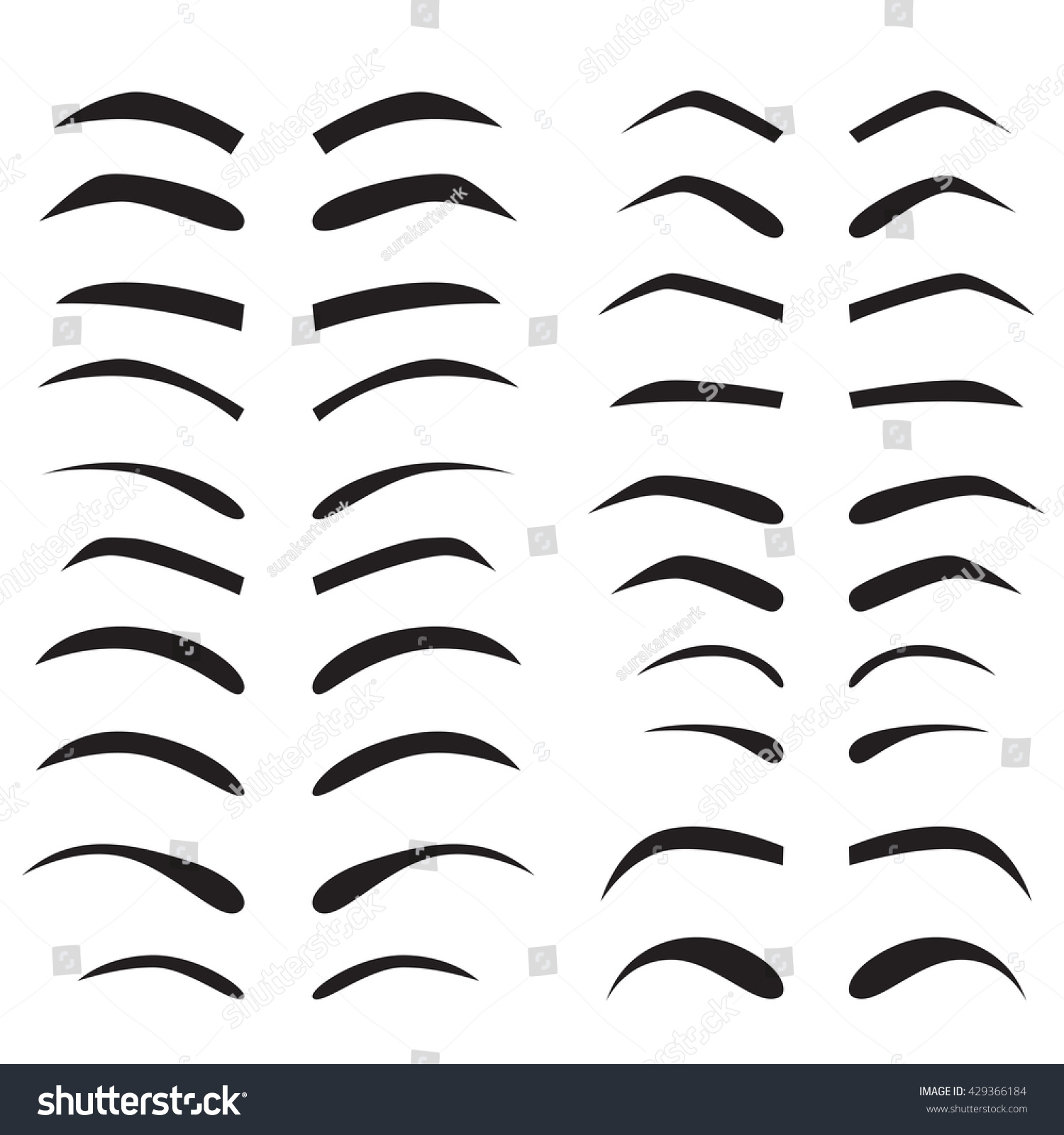 Set Of Eyebrow Collection Different, Idea Style Tattoo Design, Vector ...