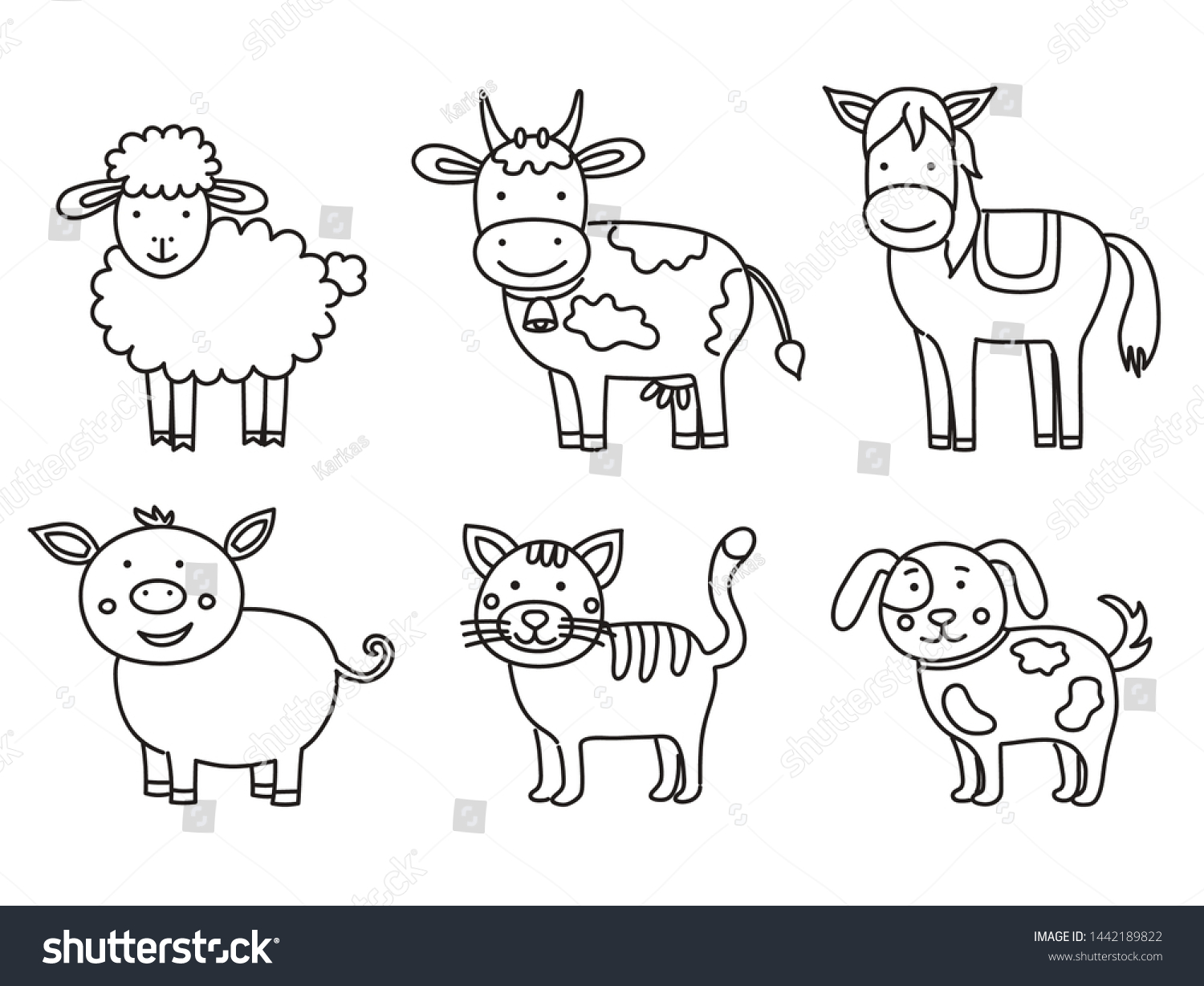 Set Farm Animals Vector Illustration Stock Vector (Royalty Free ...